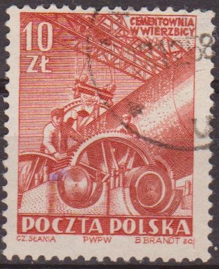 z vendido Polonia 1952 Scott 550 Sello º Obras de Hormigonado Wierzbica Pologne Polska Poland Polen